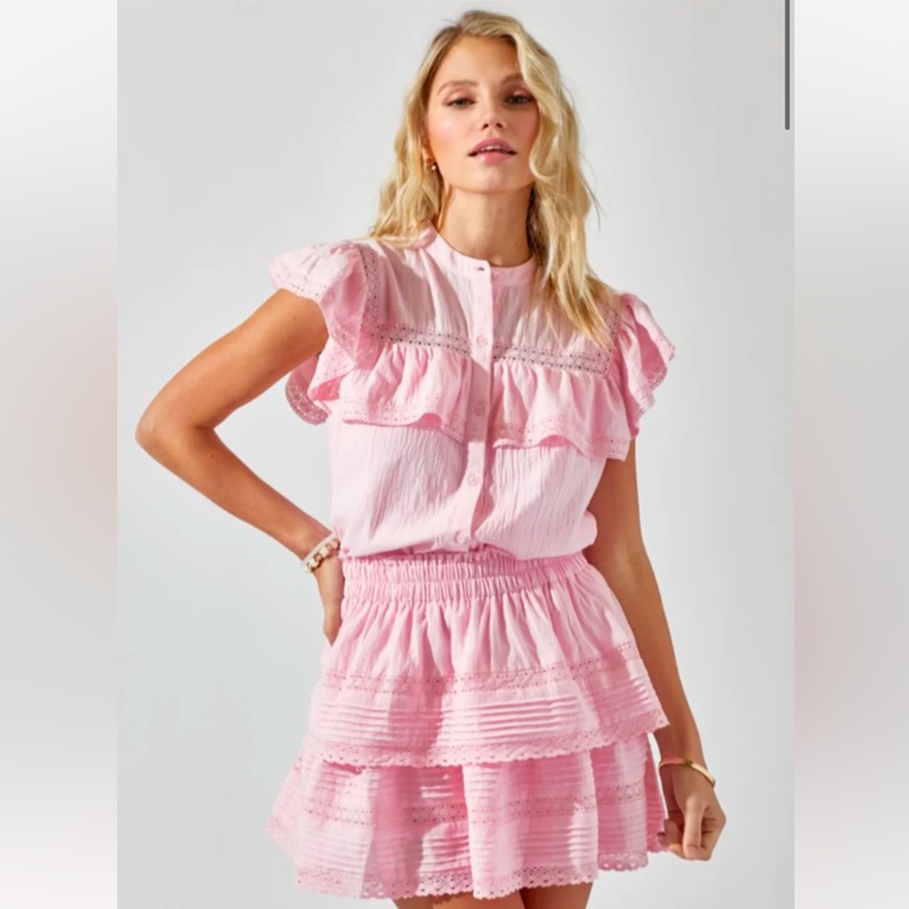 VIRAL Meli Eyelett Ruffle Dress Pink - Picture 3 of 4